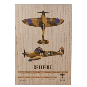 RAF Spitfire Wood Effect Wall Plaque